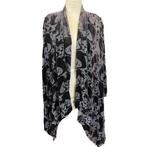 Winter Kate Purple Silk Blend Velvet Burnout Jasmine Open Cardigan Size Small